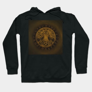 Altarpiece Yggdrasil Tree of Life with runes and Celtic knots Hoodie